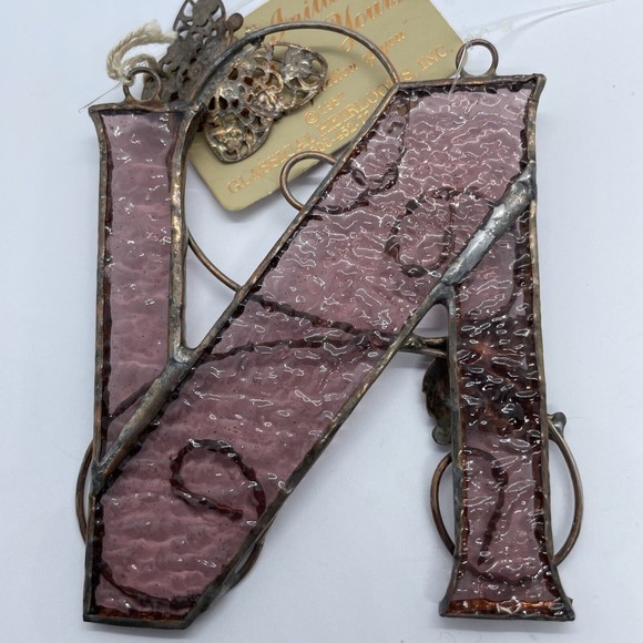 Stained Glass Window Hanging Letter "N" Sun Catcher Initial Vintage 1987 - Picture 4 of 6